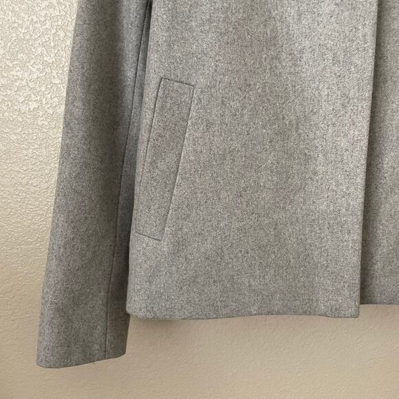 J. Crew Jacket Womens Size 6 Gray Melton Wool Full Zip Hooded Pea Coat Preppy - Picture 5 of 13